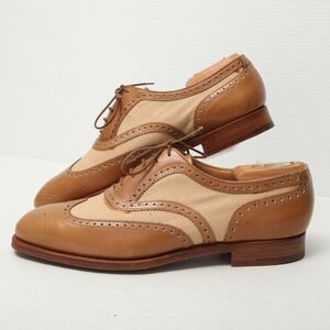 Crockett & Jones Gerrard Shoe Mens UK Size 8.5E US Size 9E Leather Canvas Oxford